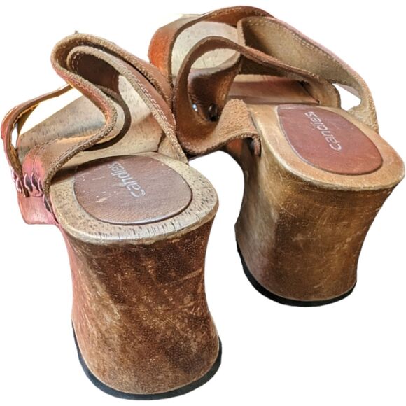 Chunky Wedge Heel Y2K Candies Tan Hippie Punk Vintage Studded Size 7 - Picture 9 of 10